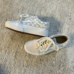 Vans Old Skool Platform White/Beige Leather Sneakers
